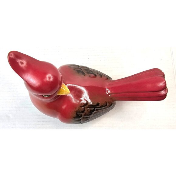 Vintage Red Ceramic Large Cardinal Bird Figurine Decorative Sculpture - Picture 8 of 8